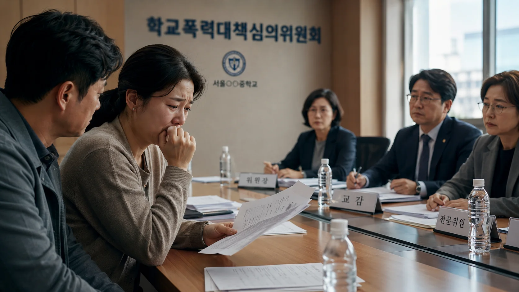 창원 학교폭력 예방 대책|학교폭력대책심의위원회 회의 중인 학부모와 위원들